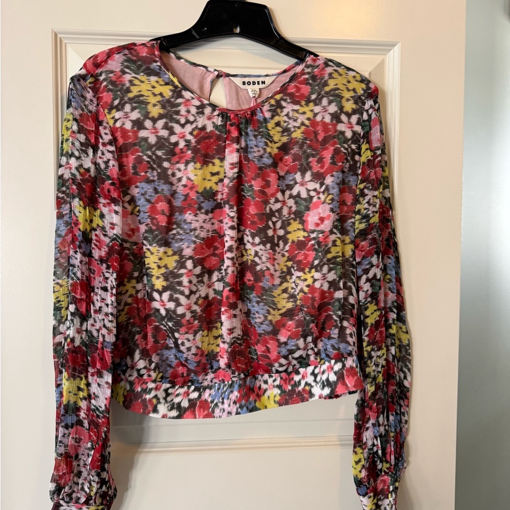 NWT Boden Women's Floral Blouse - Red, Pink, Yellow